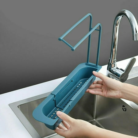 Sponge Soap Holder Drainer Sink Tray,Sponge Holder Expandable Storage Drain Basket for Home Kitchen Telescopic Sink Rack Holder,Expandable Storage Drain Basket Rack Pink